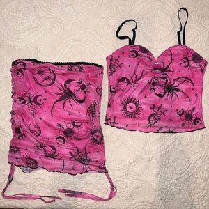 Dolls Kill HOROSCOPEZ Watch Your Back Mesh Skirt & Tank Top - Scorpio